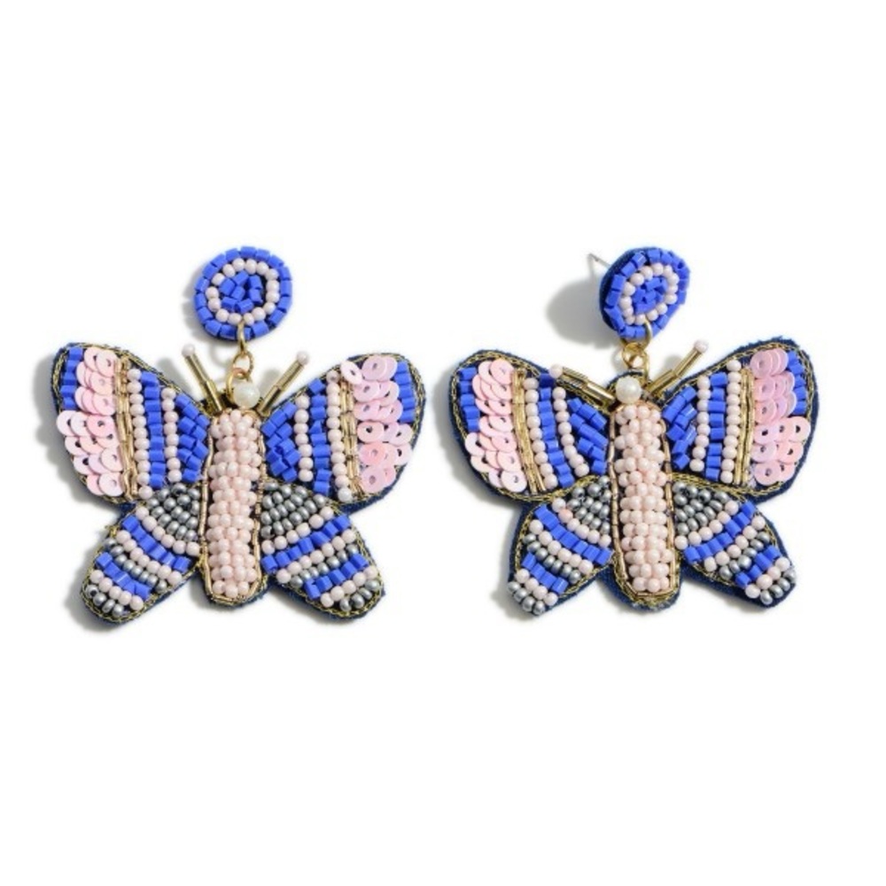 Treasure Beaded Butterfly Drop Earrings
